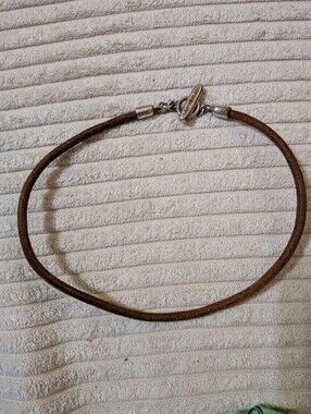 Slane & Slane Sterling Silver 925 Leather Collar Choker Necklace